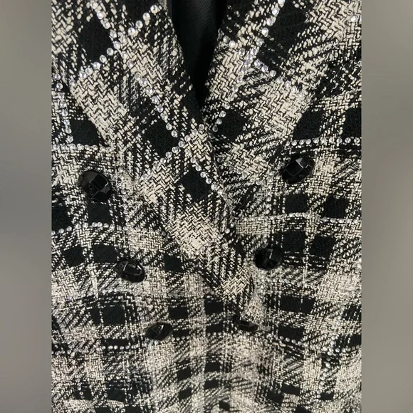 Veronica Beard Rhinestone Miller Plaid Tweed Dickey Jacket Size 4 Crystals